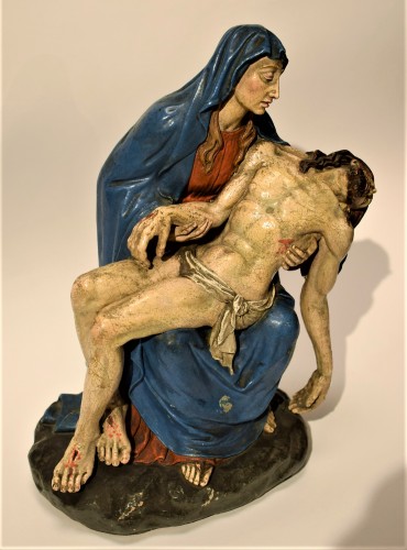 Pietà en terre cuite polychromée, Bologne vers 1750 - Romano Ischia